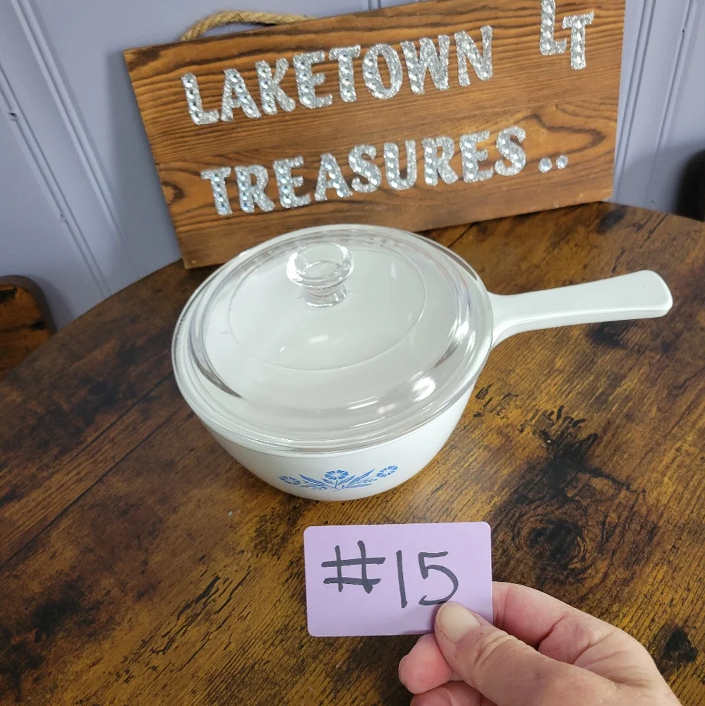 Vintage 1.5pint corningware White/blue  Saucepan Lid P-82-B